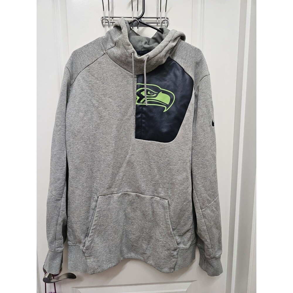 Nike Men's XL Seattle Seahawks NFL Logo Hoodie Cotton Pullover Sweatshirt Gray - Picture 2 of 13